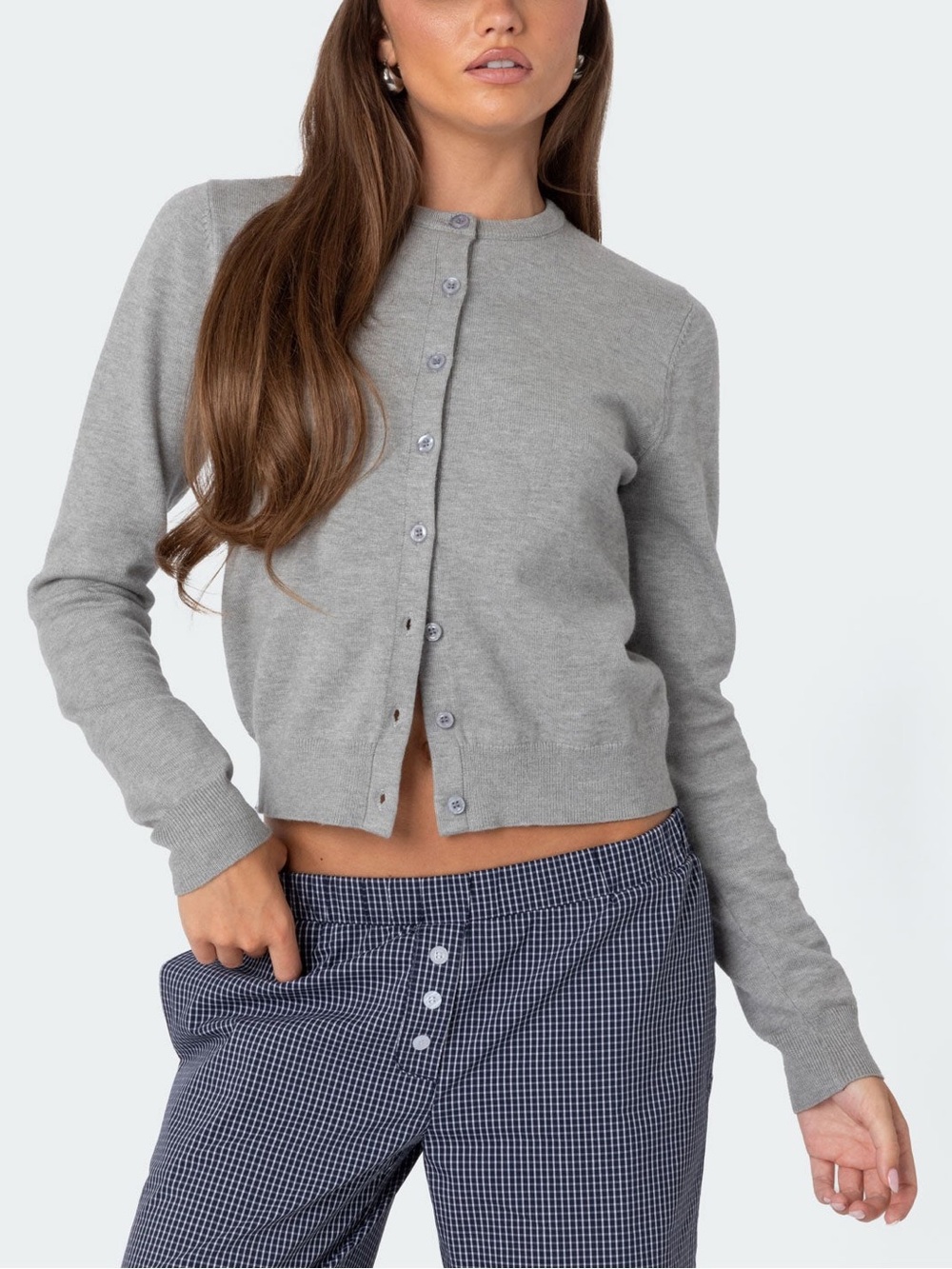 Edikted Shlo Knitted Cardigan Neutral Minimal Preppy Capsule Staple
